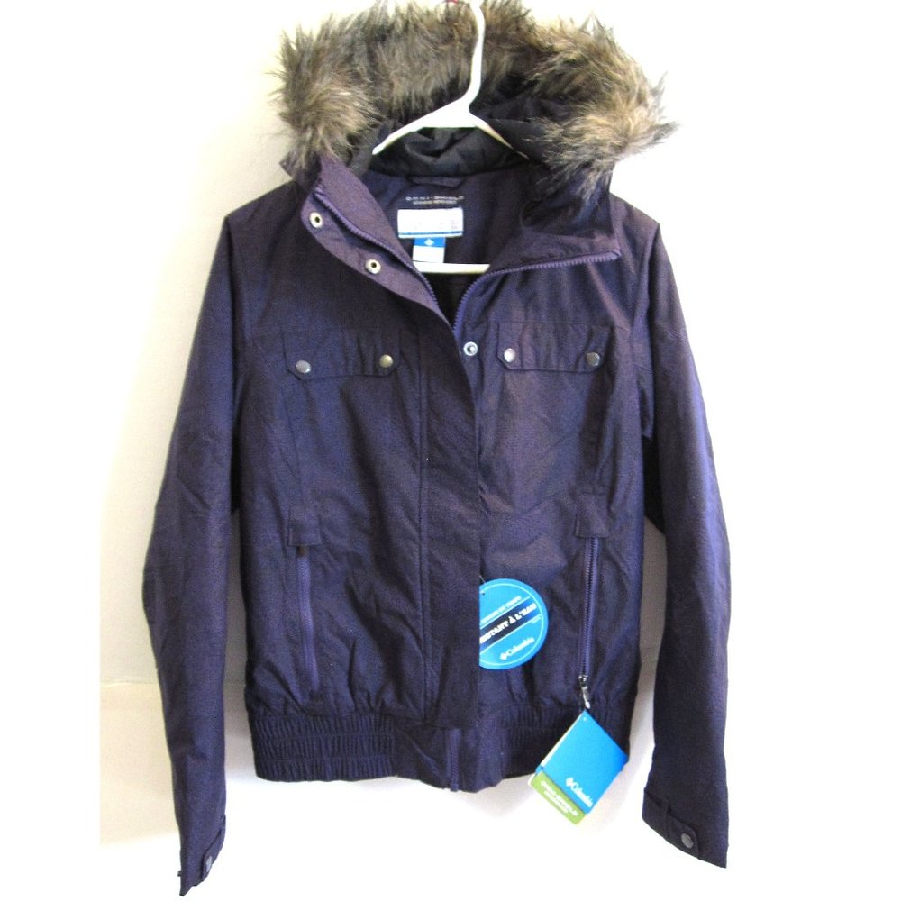 Columbia Winter Jacket Faux Fur Hood Purple S